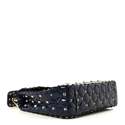 Valentino Garavani Patent Medium Rockstud Spike Shoulder Bag Pure Blue 4 of 11