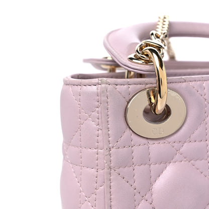 Christian Dior Metallic Calfskin Cannage Mini Lady Dior Pink 13 of 15