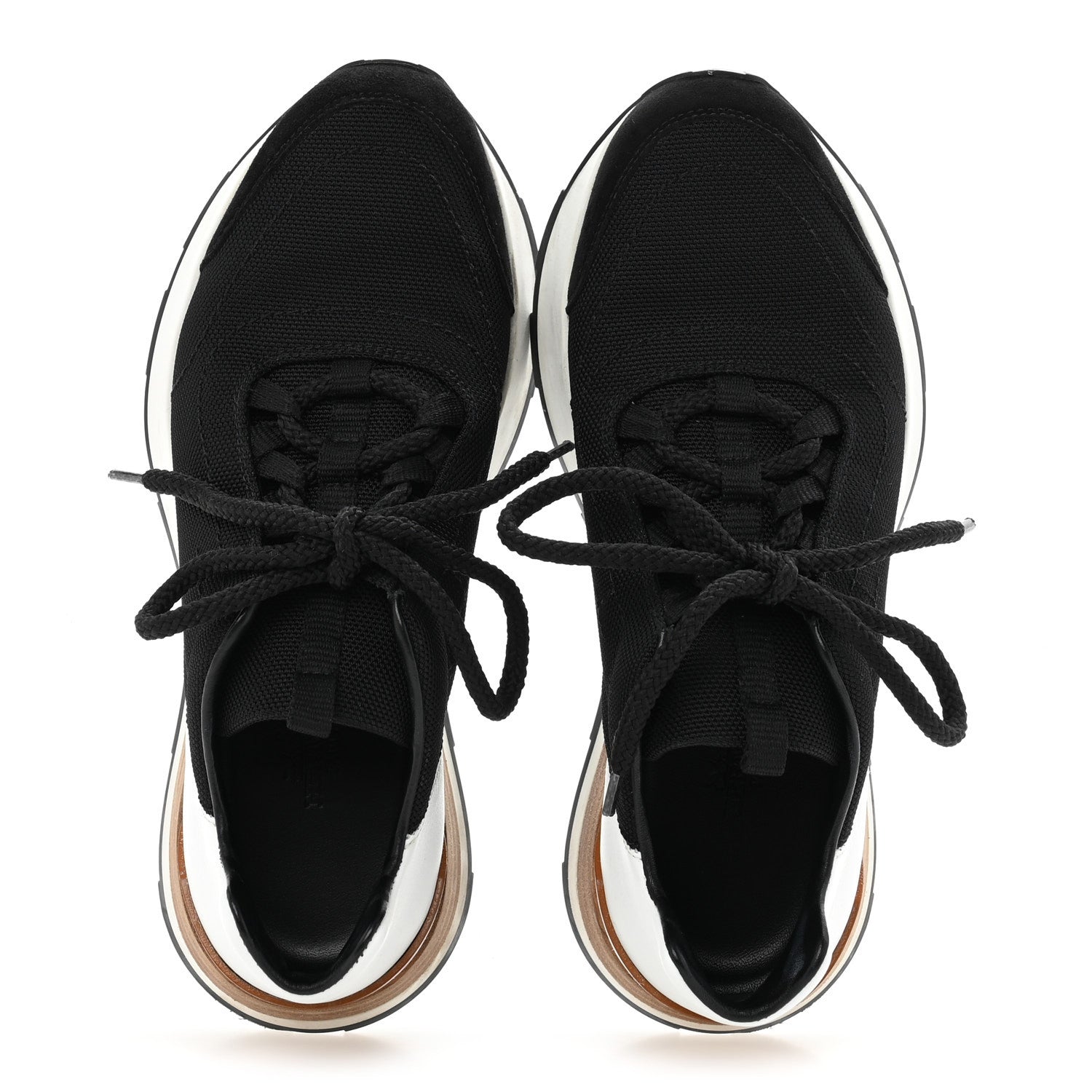 Hermes Technical Canvas Womens Miles Sneakers 35.5 Black White 2 of 12