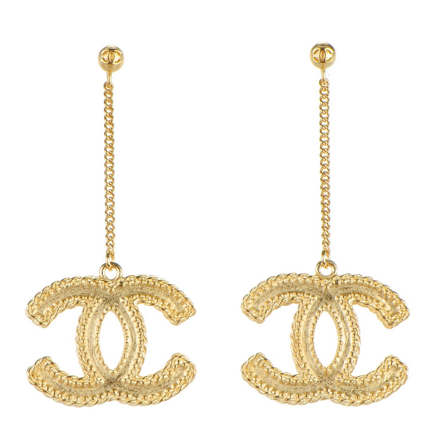 CC Drop Earrings Matte Gold