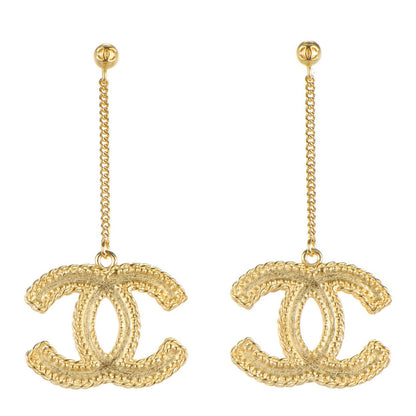 Chanel CC Drop Earrings Matte Gold 1 of 5