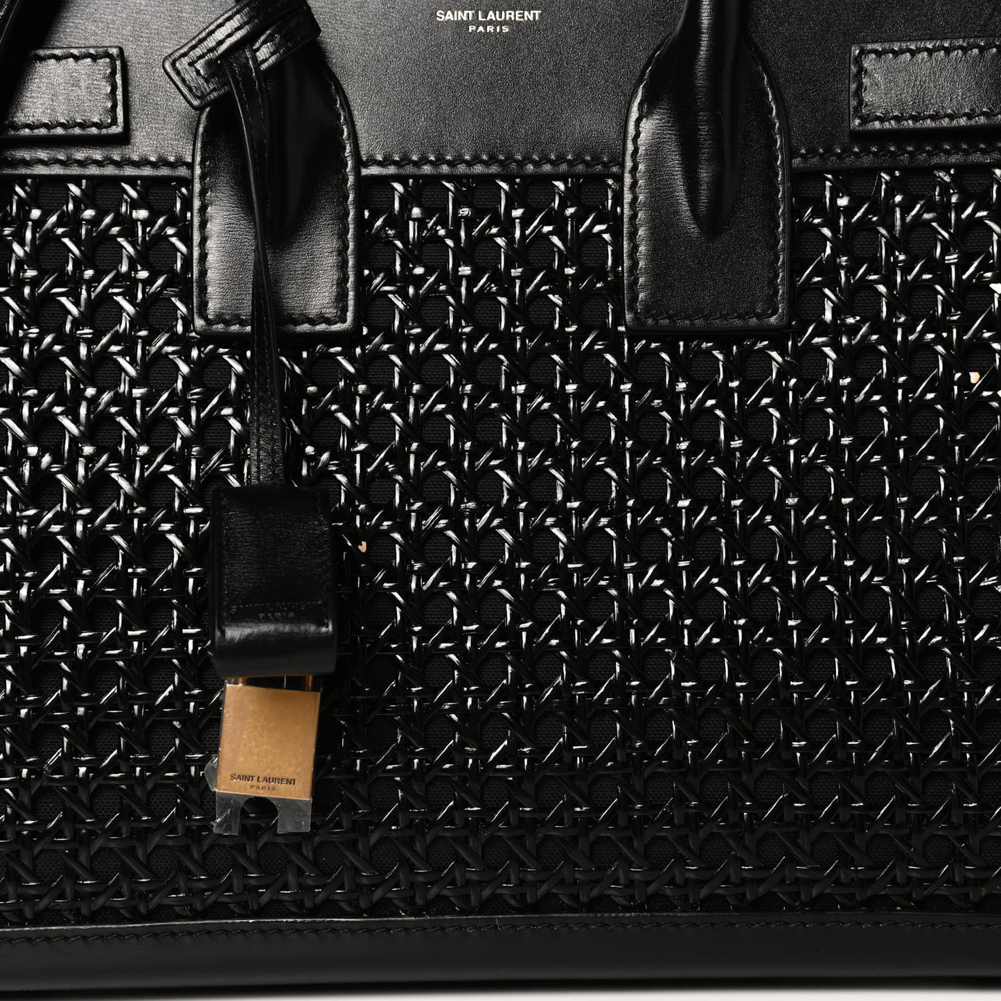 Calfskin Paglia Palm Sac De Jour Black