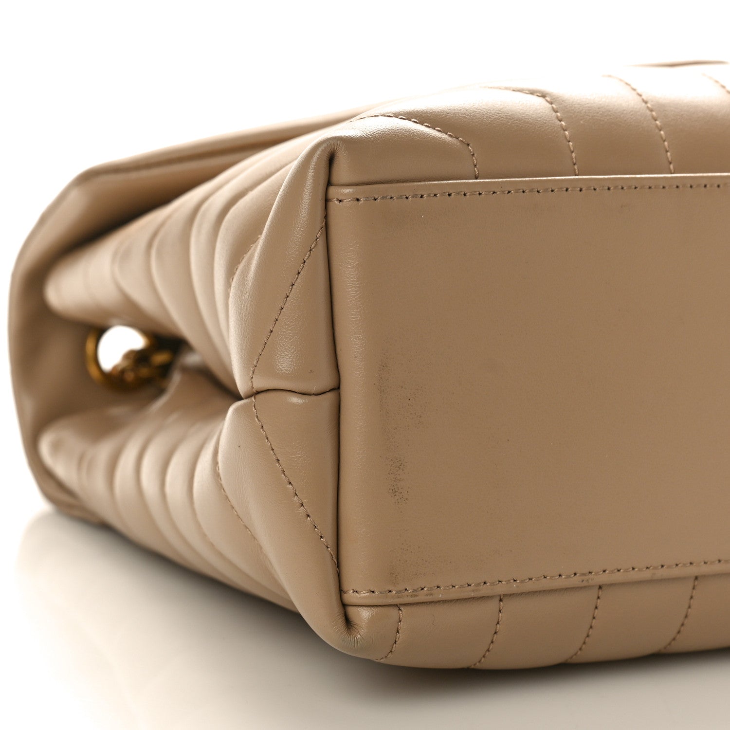 Saint Laurent Calfskin Y Quilted Monogram Medium Loulou Chain Satchel Dark Beige 7 of 11