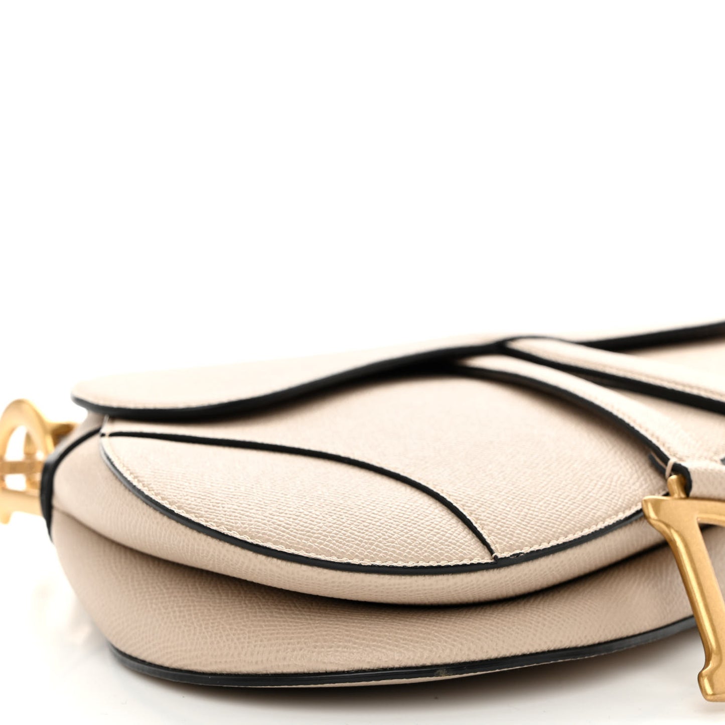 Grained Calfskin Saddle Bag With Strap Hazelnut