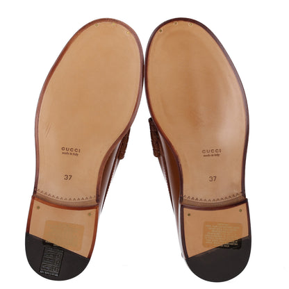 Gucci Millennial Ribot Cut Out Interlocking G Loafers 37 Cuir 6 of 9