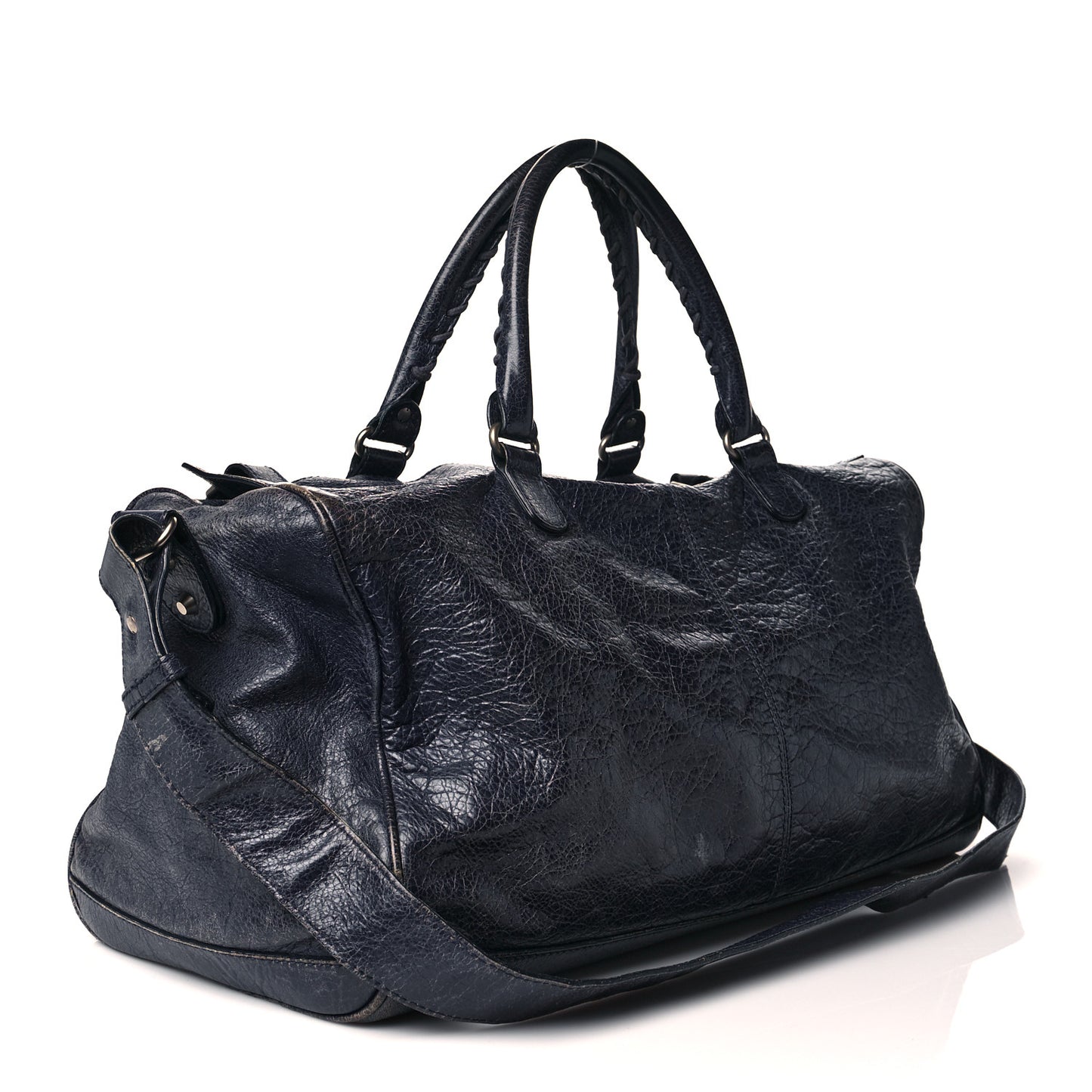 Agneau Classic Hardware Small Squash Duffel Bag Bleu Nuit