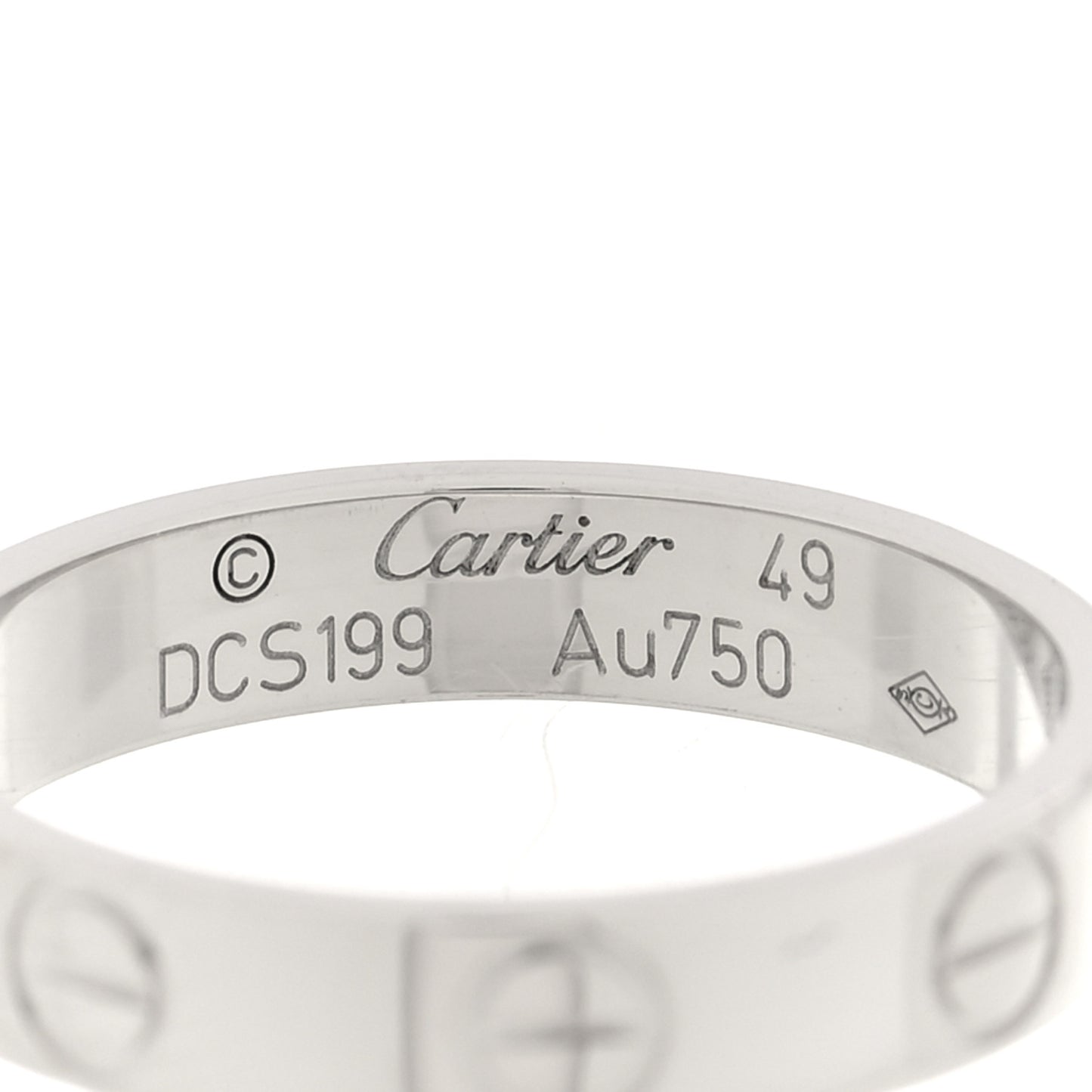18K White Gold 3.5mm LOVE Wedding Band Ring 49 5