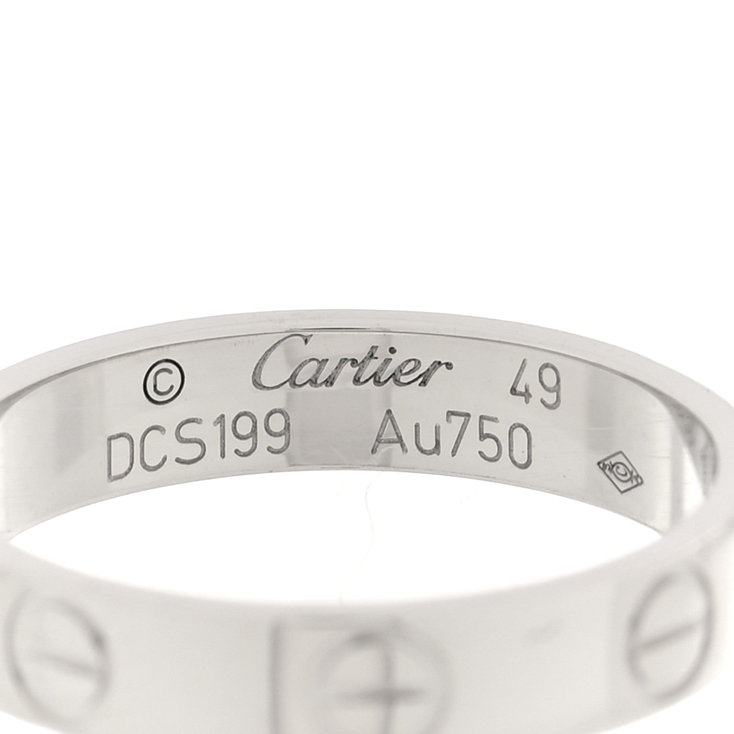 Cartier 18K White Gold 3.5mm LOVE Wedding Band Ring 49 5 4 of 4