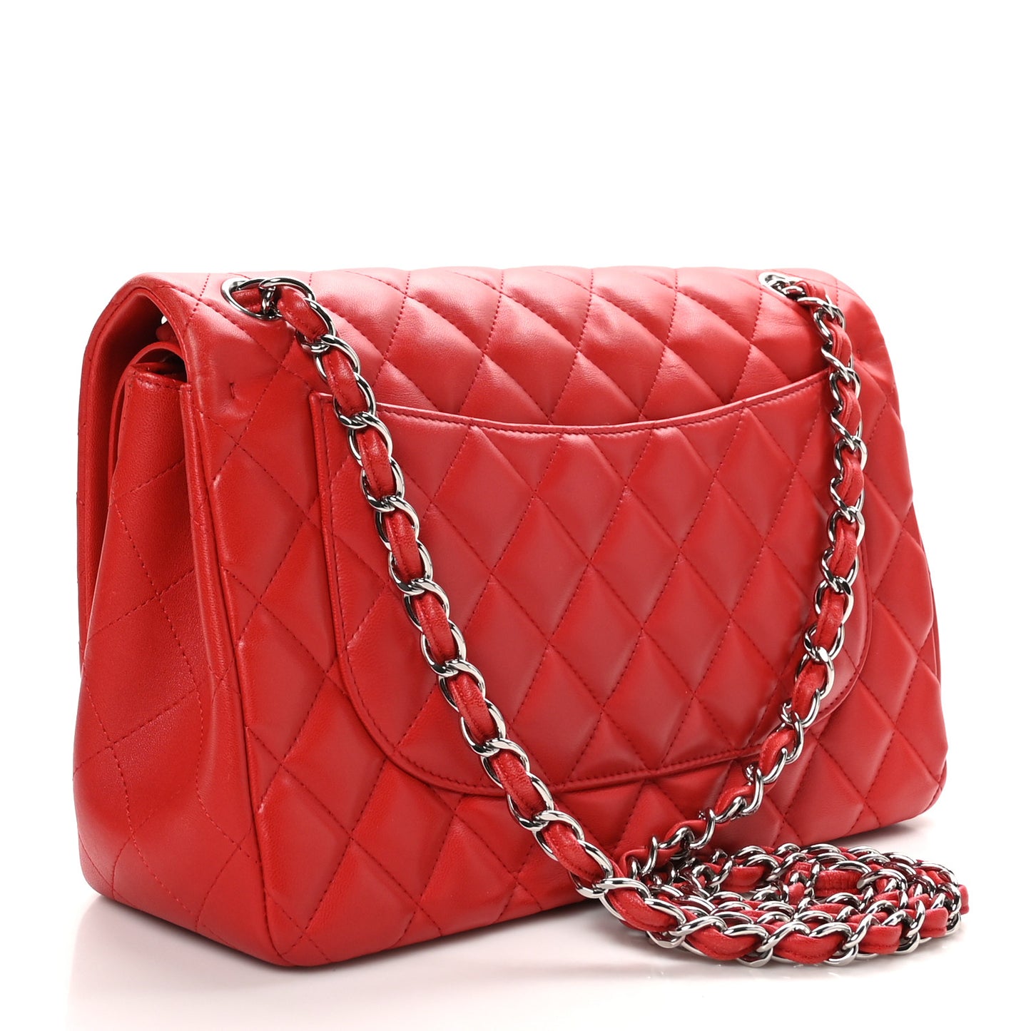 Lambskin Quilted Jumbo Double Flap Red
