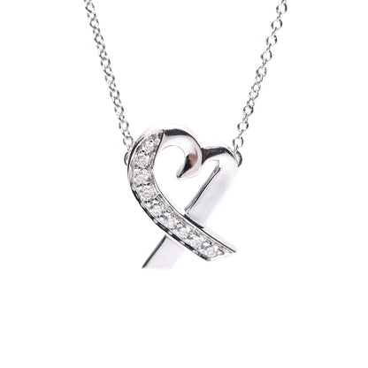 Tiffany 18K White Gold Diamond Small Paloma Picasso Loving Heart Necklace 8 of 8