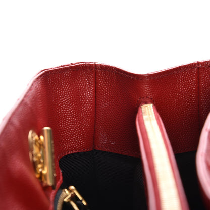 Saint Laurent Grain De Poudre Matelasse Chevron Large Monogram Shopping Bag Red 7 of 8