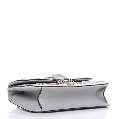 Valentino Garavani Vitello Flower Embellished Small Glam Lock Rockstud Flap Pastel Grey 4 of 9
