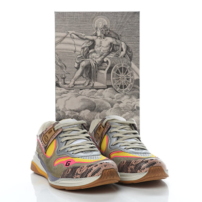 Gucci Suede Calfskin Tejus Printed Womens Ultrapace Sneakers 40 Pink Silver Oatmeal Yolk 9 of 9