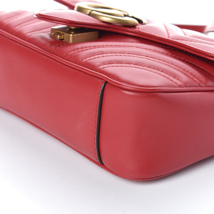 Gucci Calfskin Matelasse Mini GG Marmont Shoulder Bag Hibiscus Red 6 of 9