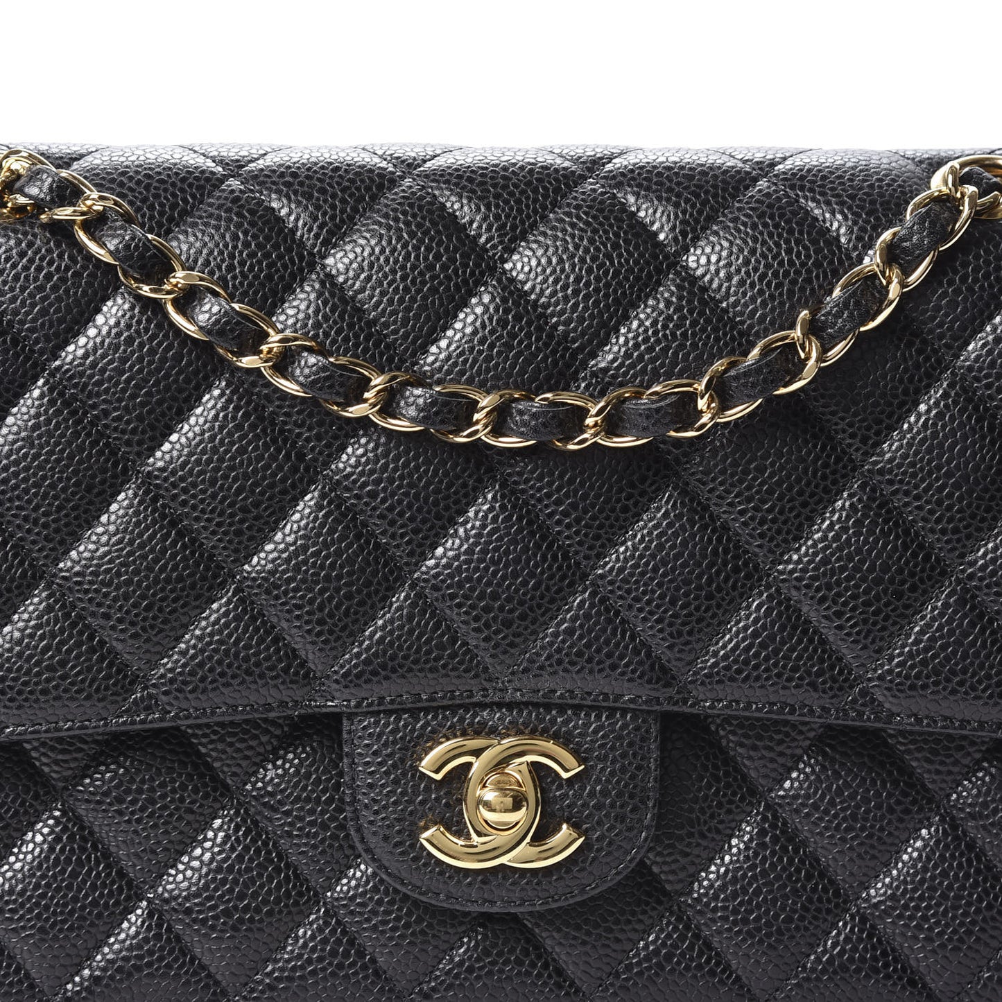 Caviar Quilted Medium Double Flap Black