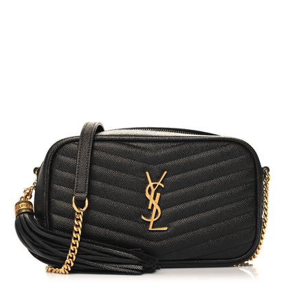 Saint Laurent Grain De Poudre Matelasse Monogram Mini Lou Camera Bag Black 1 of 10