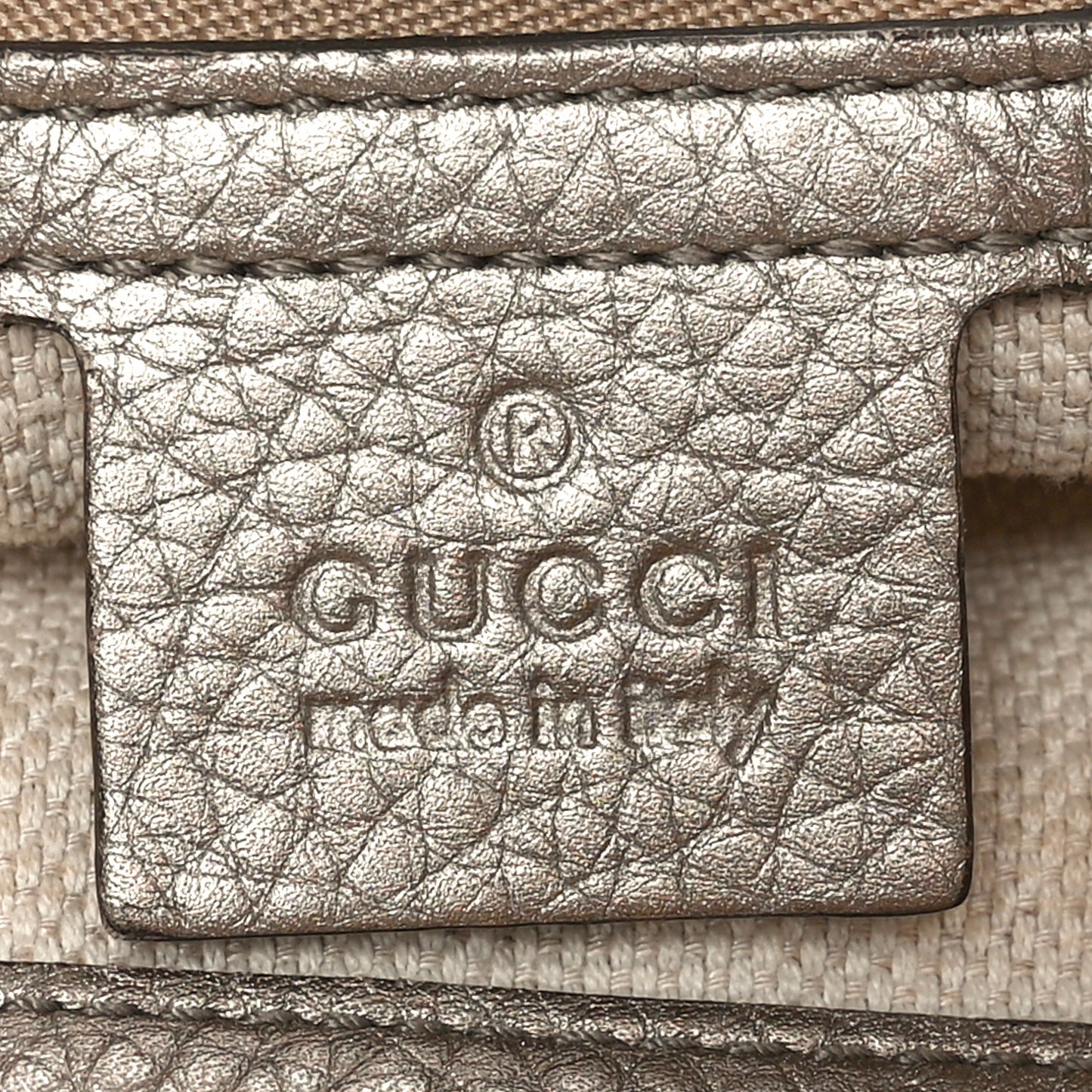 Metallic Pebbled Calfskin Medium Soho Chain Shoulder Bag Golden Beige