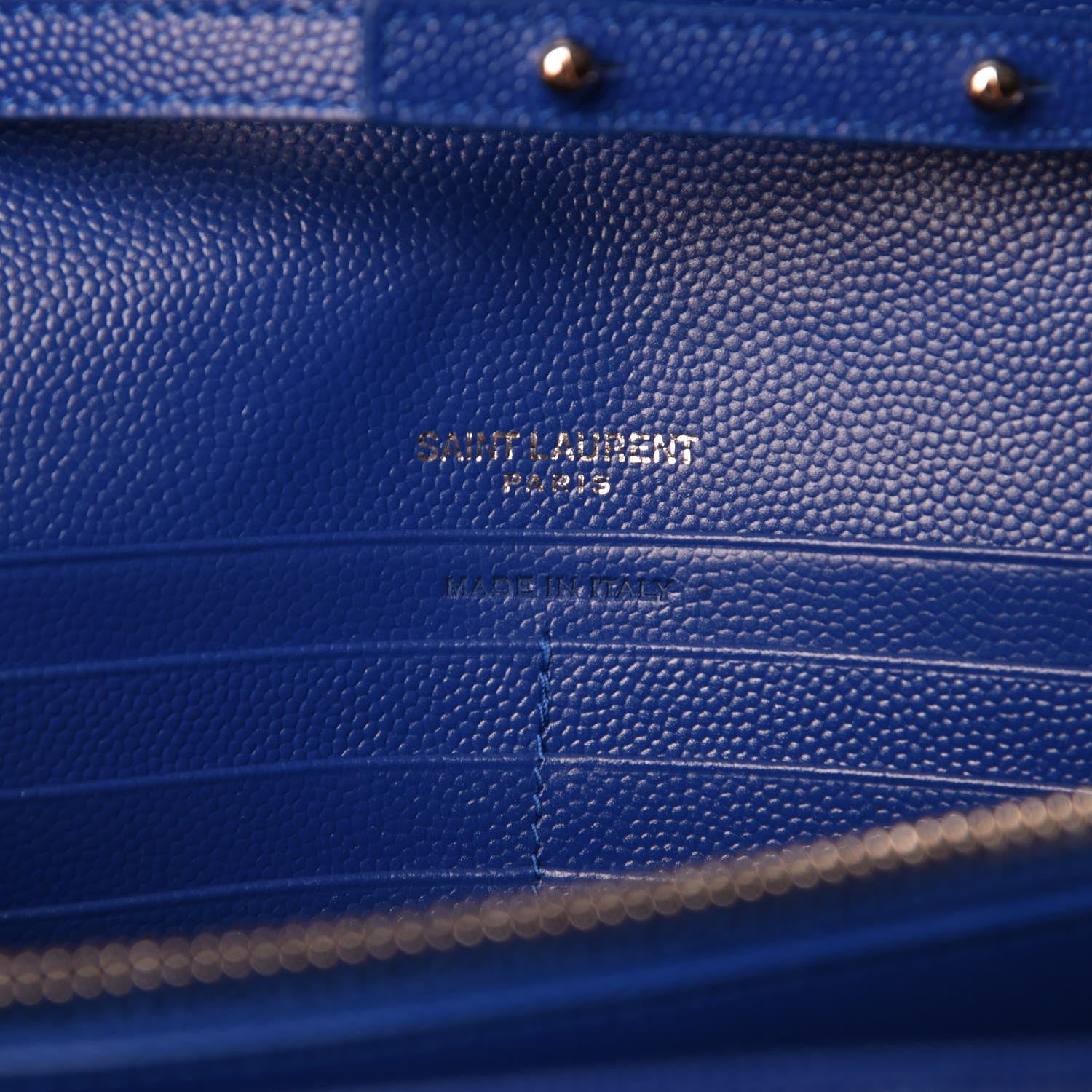 Saint Laurent Grain De Poudre Matelasse Chevron Monogram Chain Wallet Blue Majorelle 8 of 8