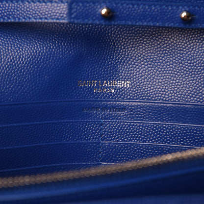 Saint Laurent Grain De Poudre Matelasse Chevron Monogram Chain Wallet Blue Majorelle 8 of 8