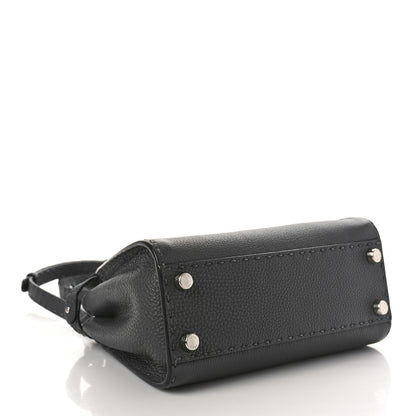 Fendi Cuoio Romano Selleria Bi-Color Mini Peekaboo Iconic Satchel Asfalto Latte 4 of 9