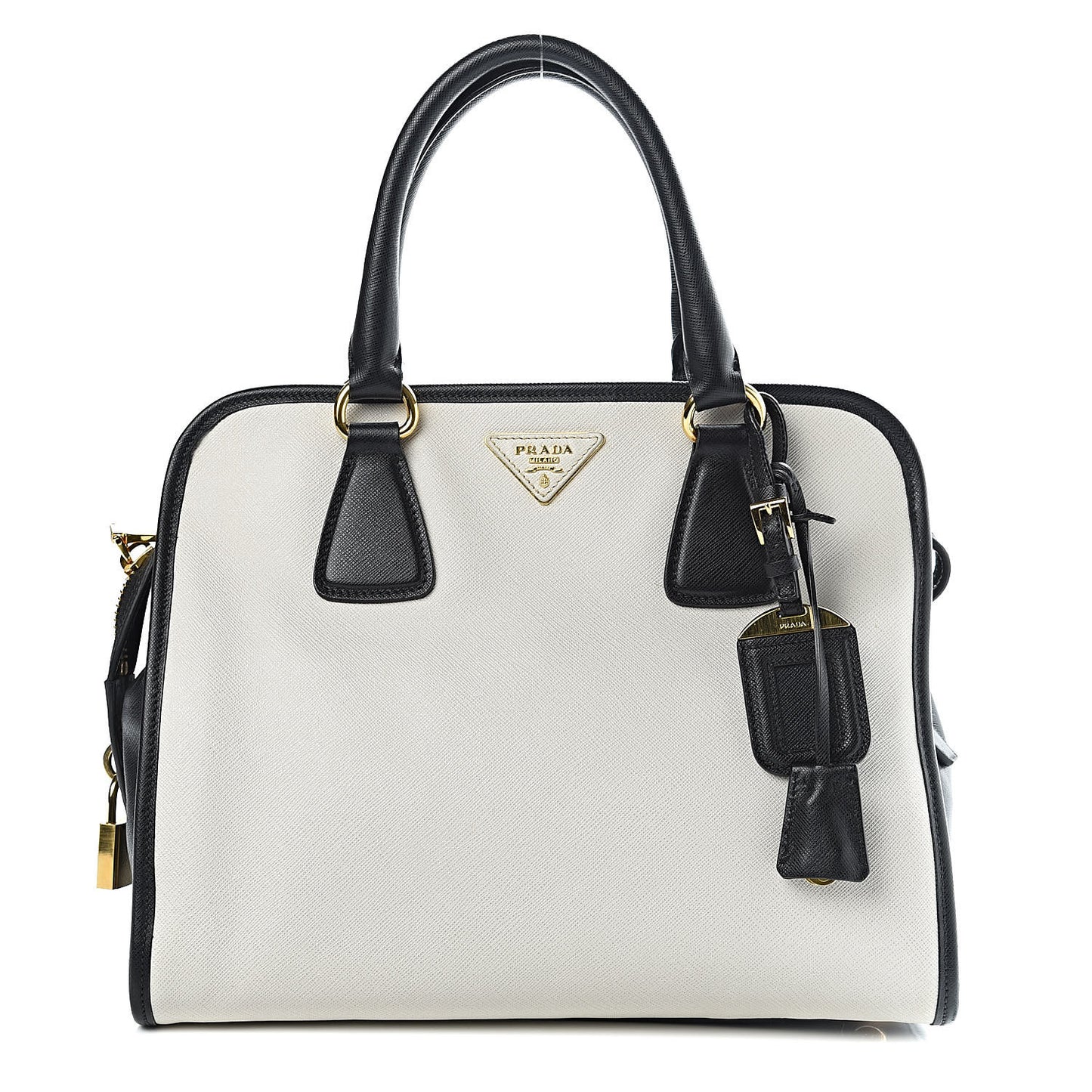 Saffiano Bi-Color Tote Talco Black