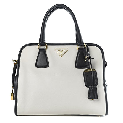 Prada Saffiano Bi-Color Tote Talco Black 1 of 9