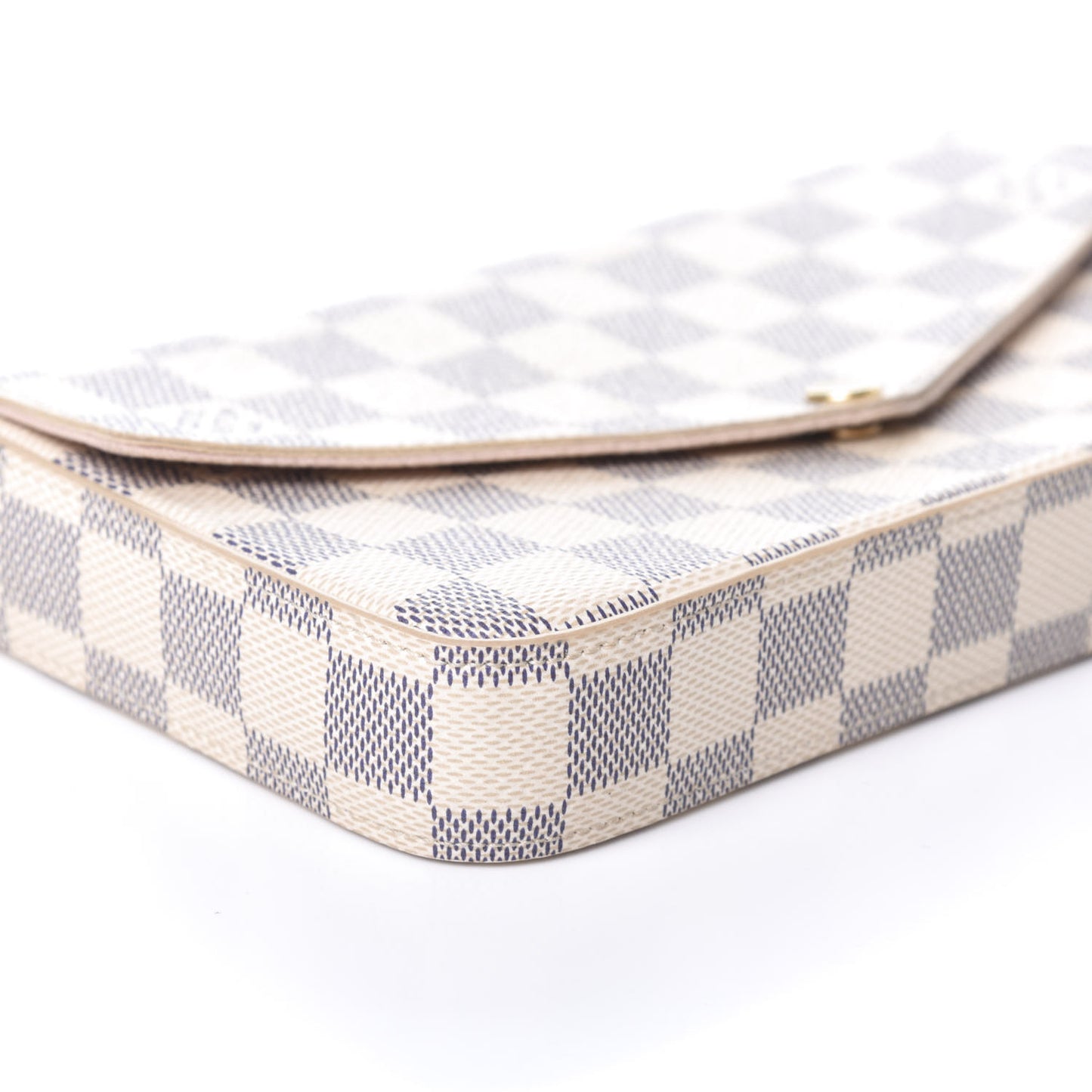 Damier Azur Pochette Felicie Chain Wallet Rose Ballerine