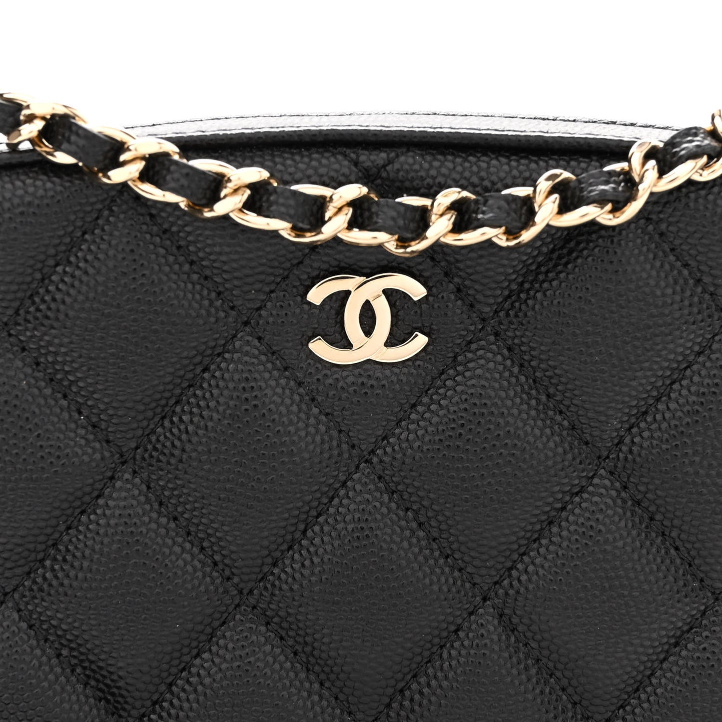 Caviar Quilted Vanity With Chain Black