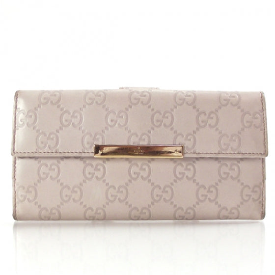 Guccissima Margaux Calfskin Metal Bar Continental Flap Wallet Cream