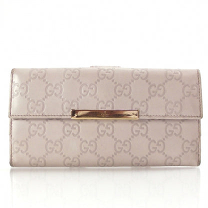 Gucci Guccissima Margaux Calfskin Metal Bar Continental Flap Wallet Cream 1 of 10