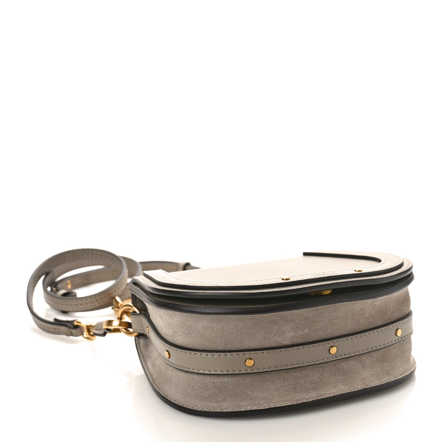 Chloe Calfskin Suede Small Nile Bracelet Bag Motty Grey 4 of 9