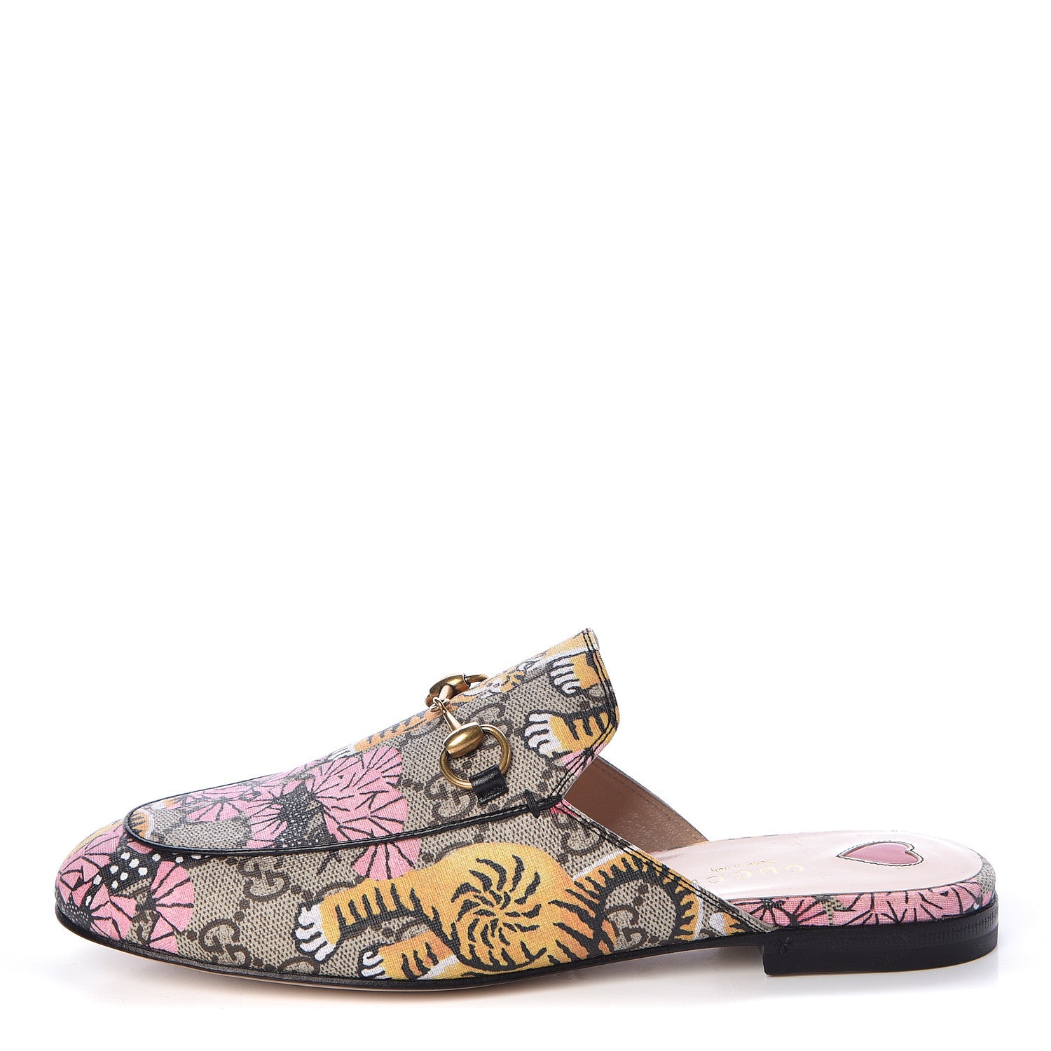 Gucci GG Supreme Monogram Bengal Womens Princetown Slippers 36.5 Beige Crop Pink 1 of 8
