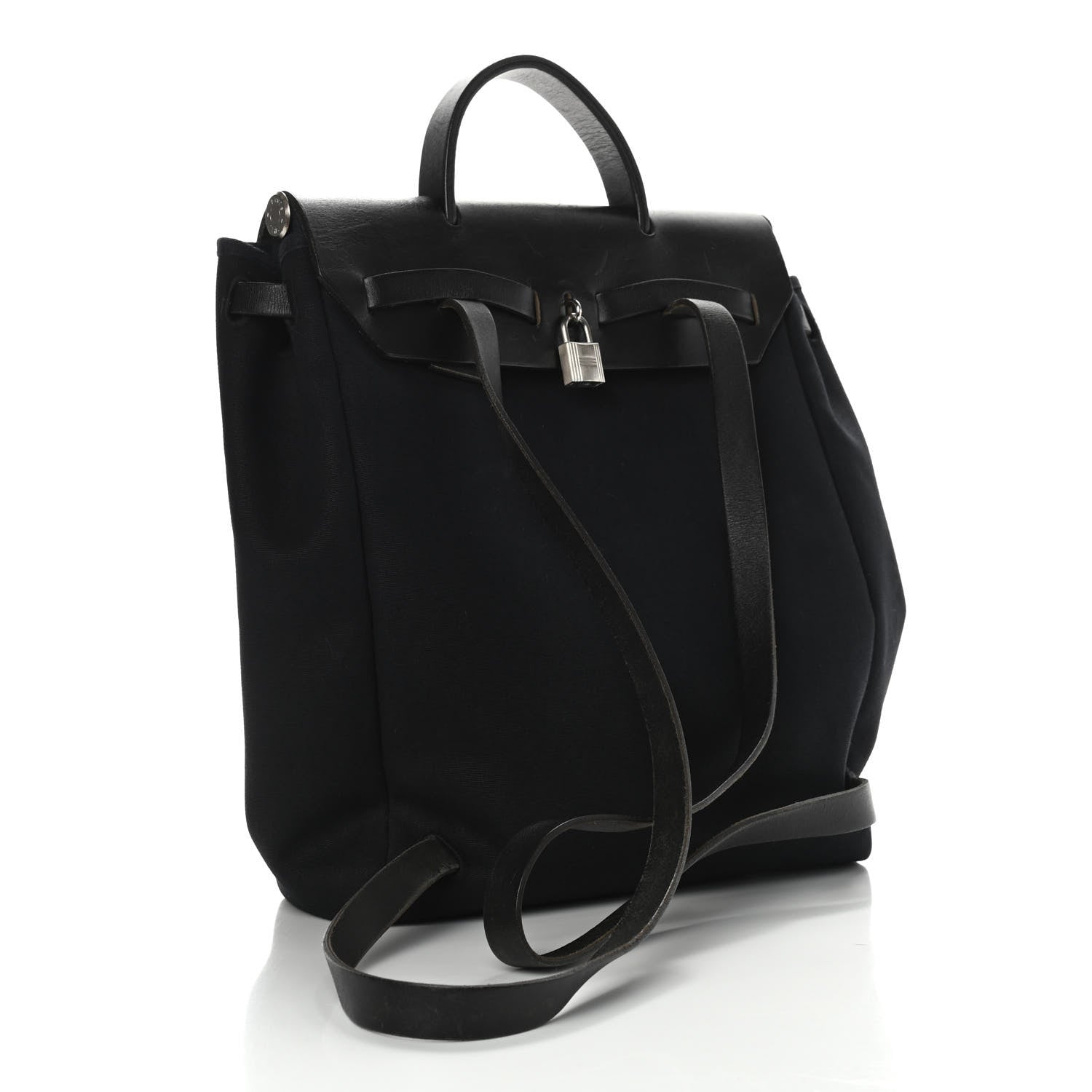 Hermes Toile Vache Calfskin Herbag 30 PM Backpack Black 3 of 9