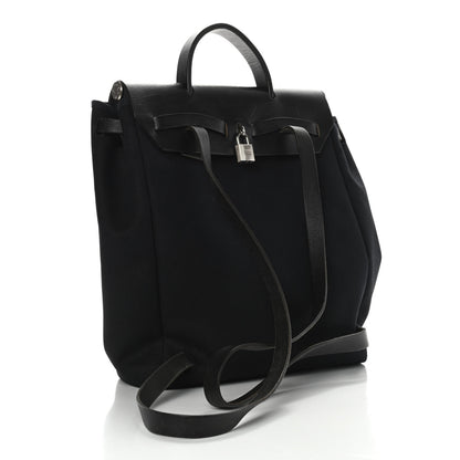 Hermes Toile Vache Calfskin Herbag 30 PM Backpack Black 3 of 9