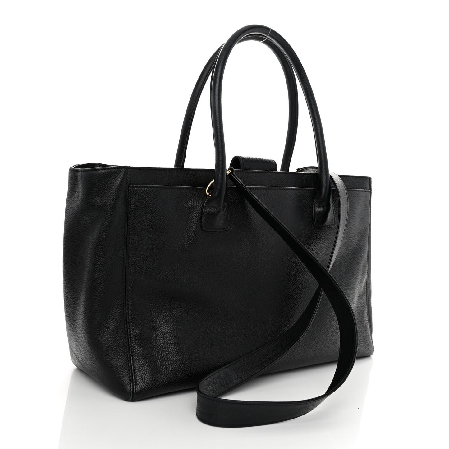 Calfskin Cerf Executive Shopper Tote Black