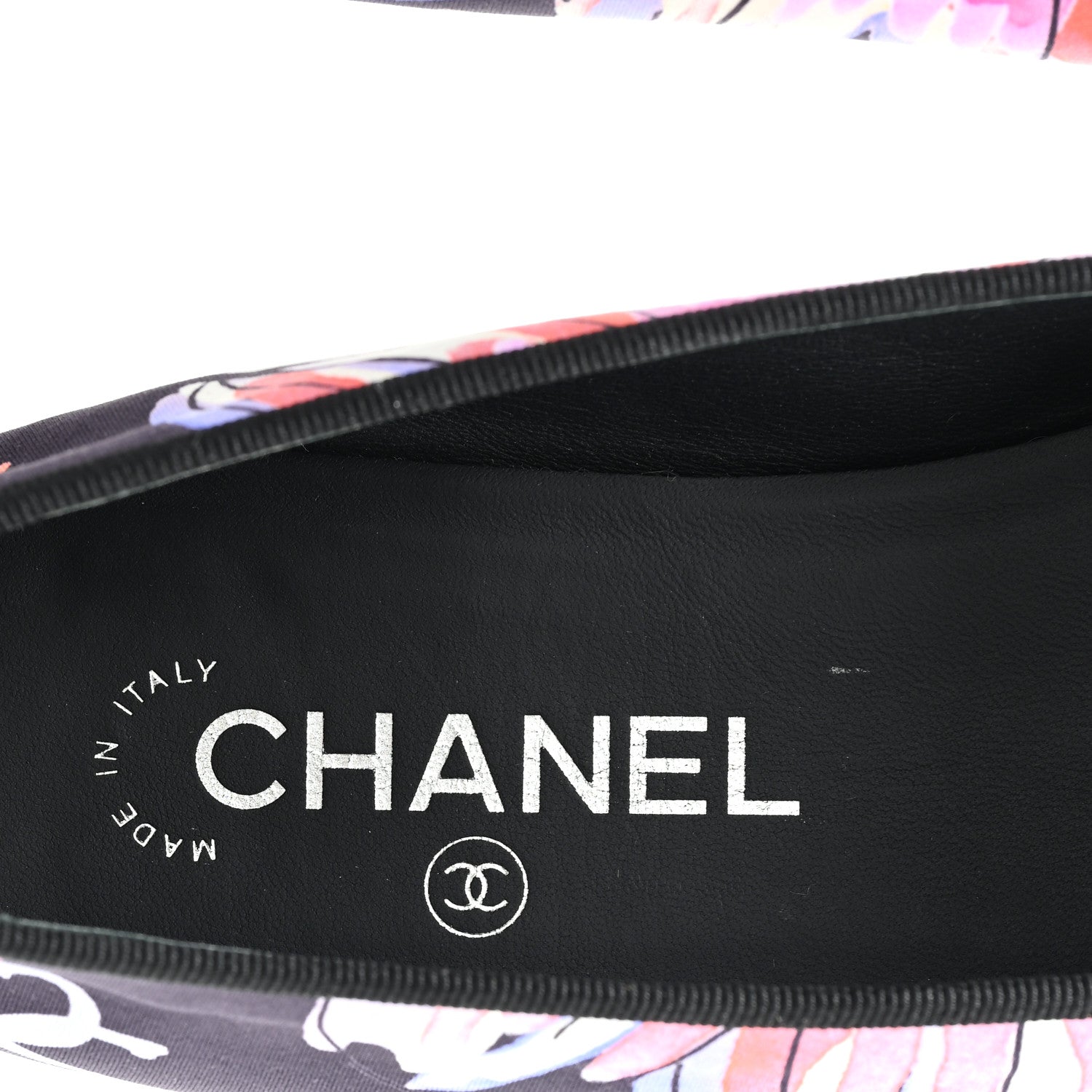 Chanel Printed Stretch Jersey Cap Toe Ballerina Flats 38 Black Multicolor 8 of 9
