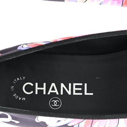 Chanel Printed Stretch Jersey Cap Toe Ballerina Flats 38 Black Multicolor 8 of 9