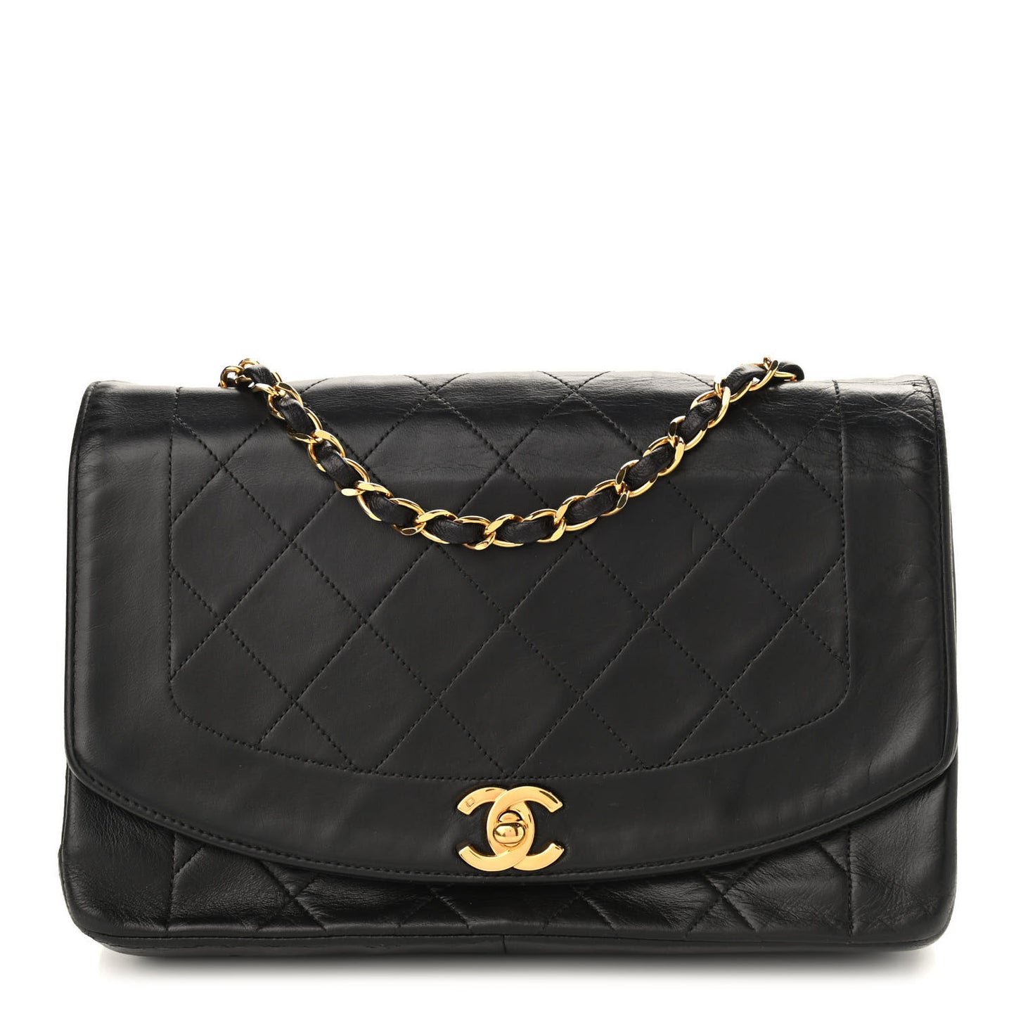 Lambskin Quilted Medium Single Flap Black
