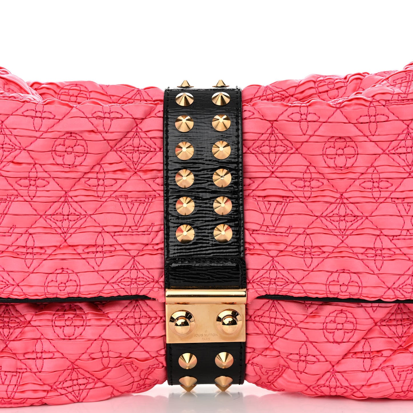 Satin Quilted Monogram Coquette Pochette Bunny Pink