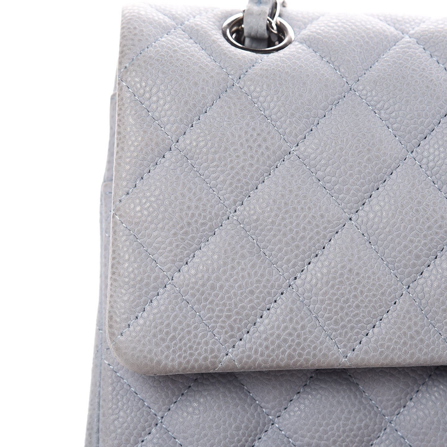 Chanel Iridescent Caviar Quilted Medium Double Flap Light Grey 11 of 16