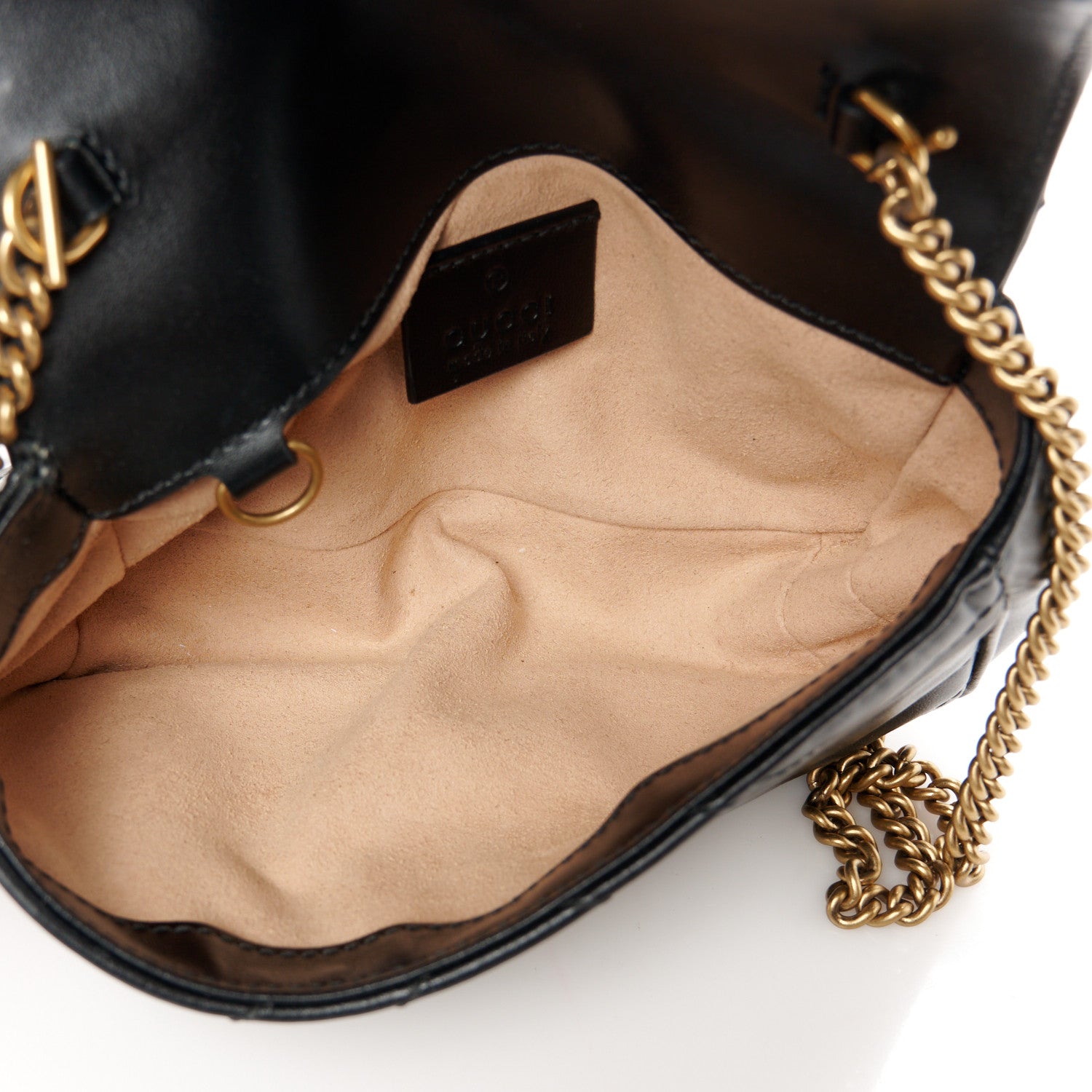 Gucci Calfskin Matelasse Super Mini GG Marmont Shoulder Bag Black 5 of 10