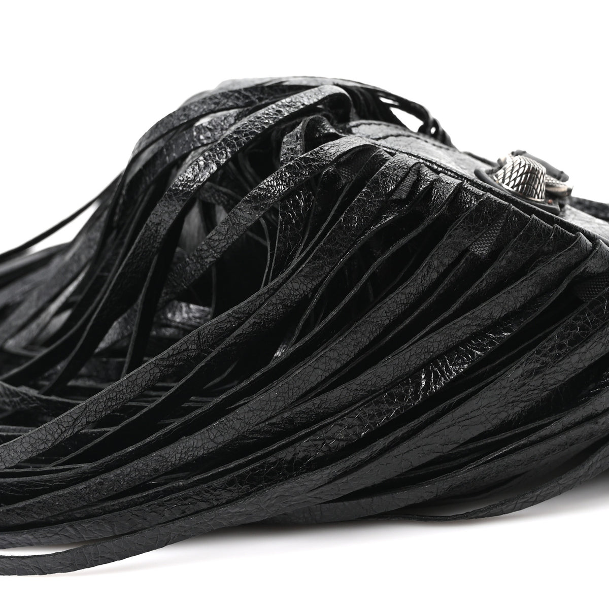 Agneau Arena Le Cagole Fringe Shoulder Bag XS Black