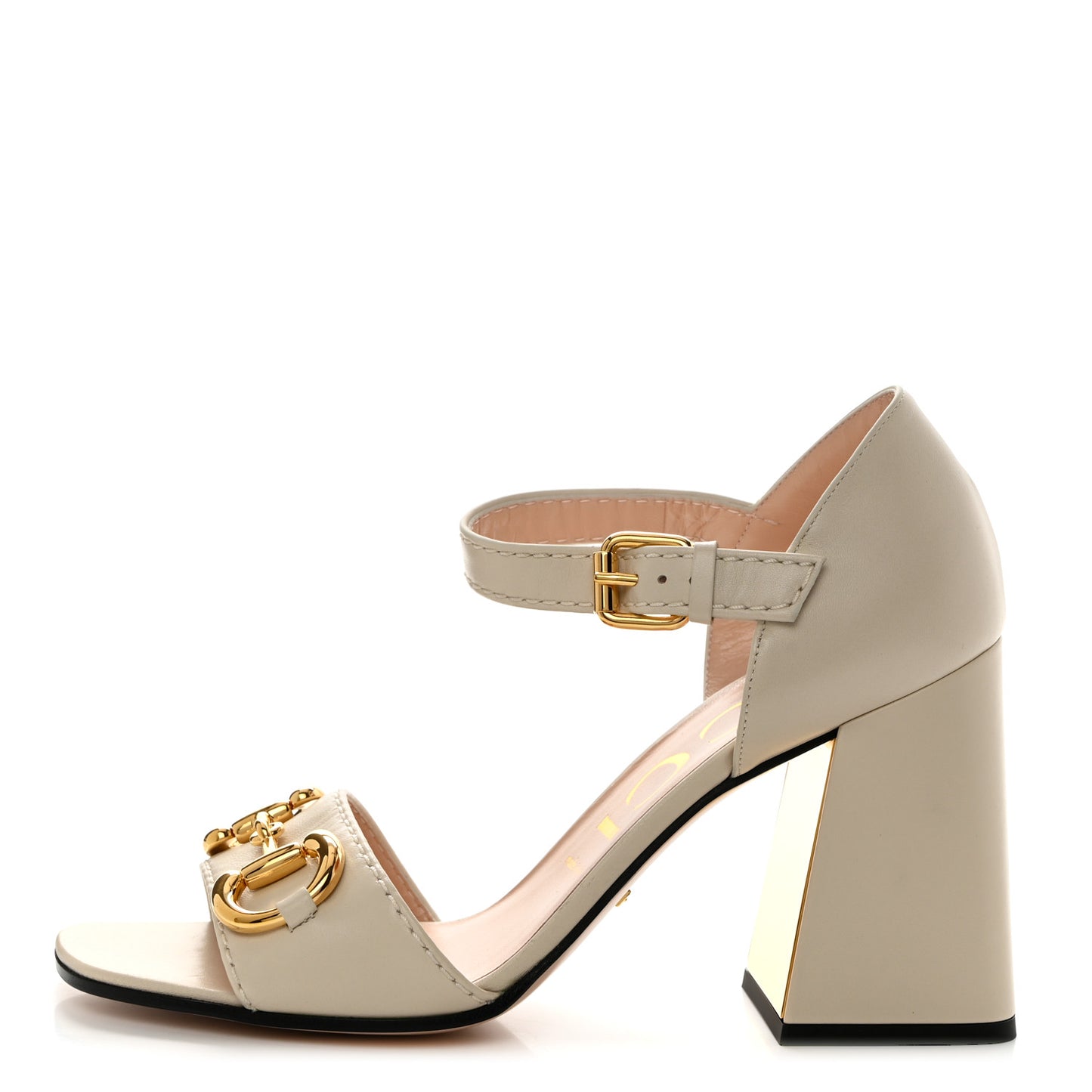 Nappa Horsebit Cross Strap 95mm Sandals 39 Mystic White