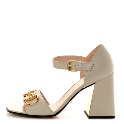 Gucci Nappa Horsebit Cross Strap 95mm Sandals 39 Mystic White 1 of 9