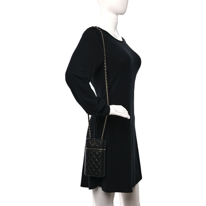 Chanel Caviar Quilted Phone Holder With Chain Black 2 of 10