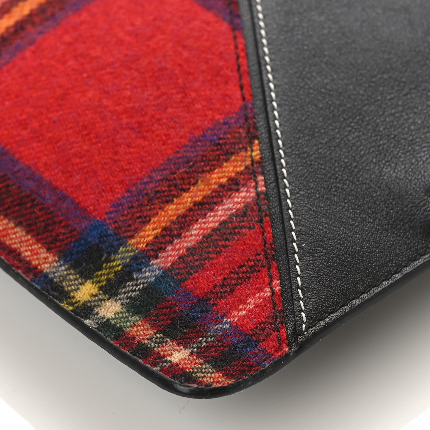 Wool Calfskin Puzzle Flat Pouch Black Multicolor