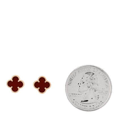 Van Cleef & Arpels 18K Rose Gold Carnelian Sweet Alhambra Earrings 2 of 5