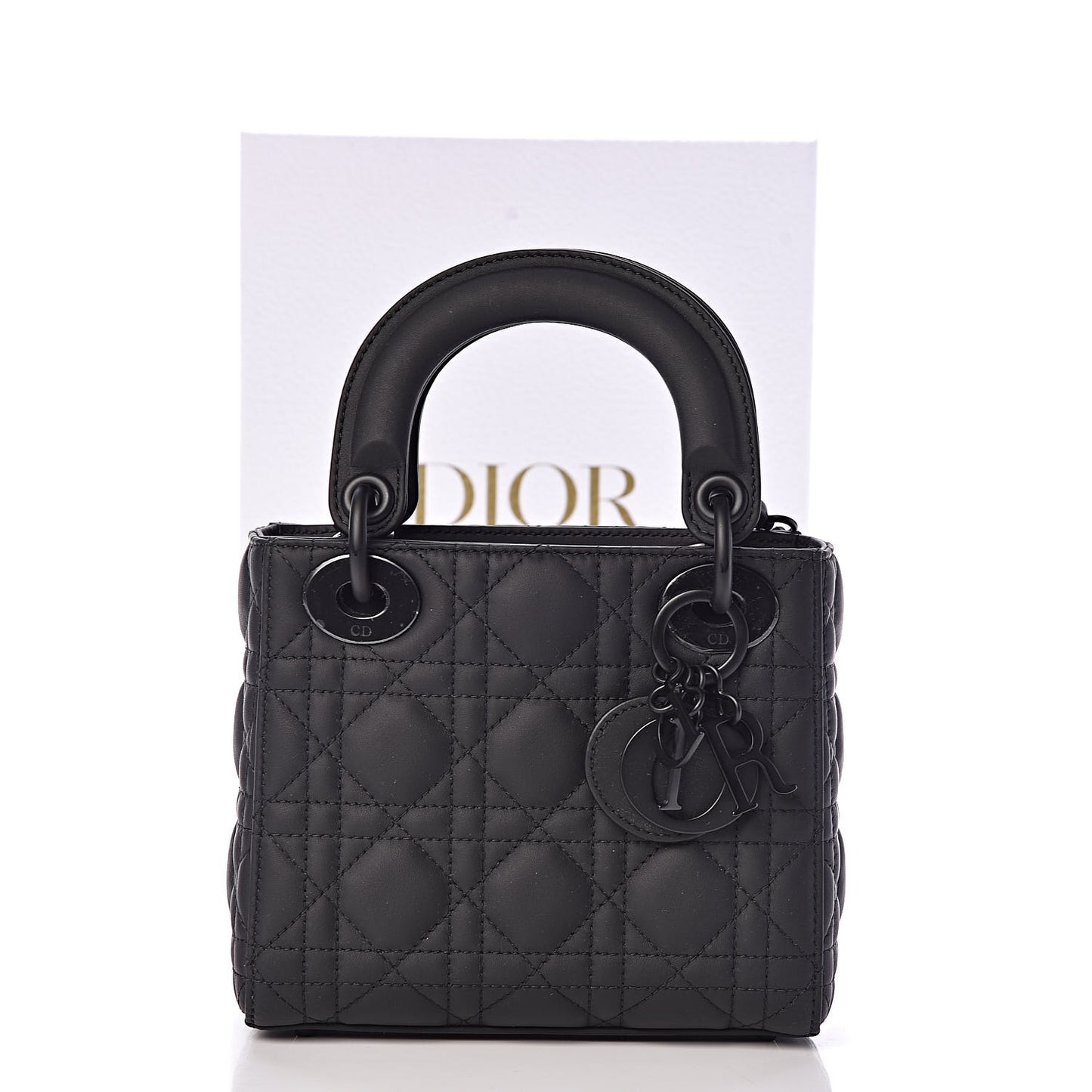 Ultra Matte Calfskin Cannage Mini Lady Dior Black