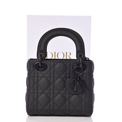 Christian Dior Ultra Matte Calfskin Cannage Mini Lady Dior Black 11 of 11