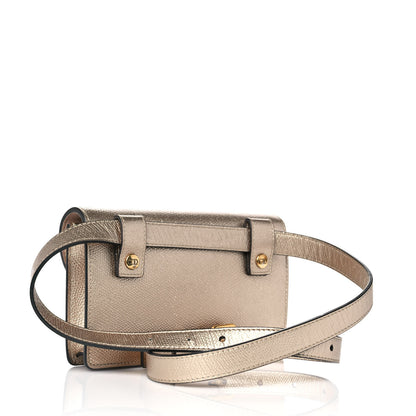 Christian Dior Metallic Grained Calfskin Saddle Belt Bag Gold 2 of 8